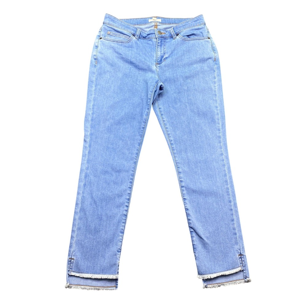 Eileen Fisher Womens Size 8 Light Wash Raw Hem Ankle Jeans Organic Cotton